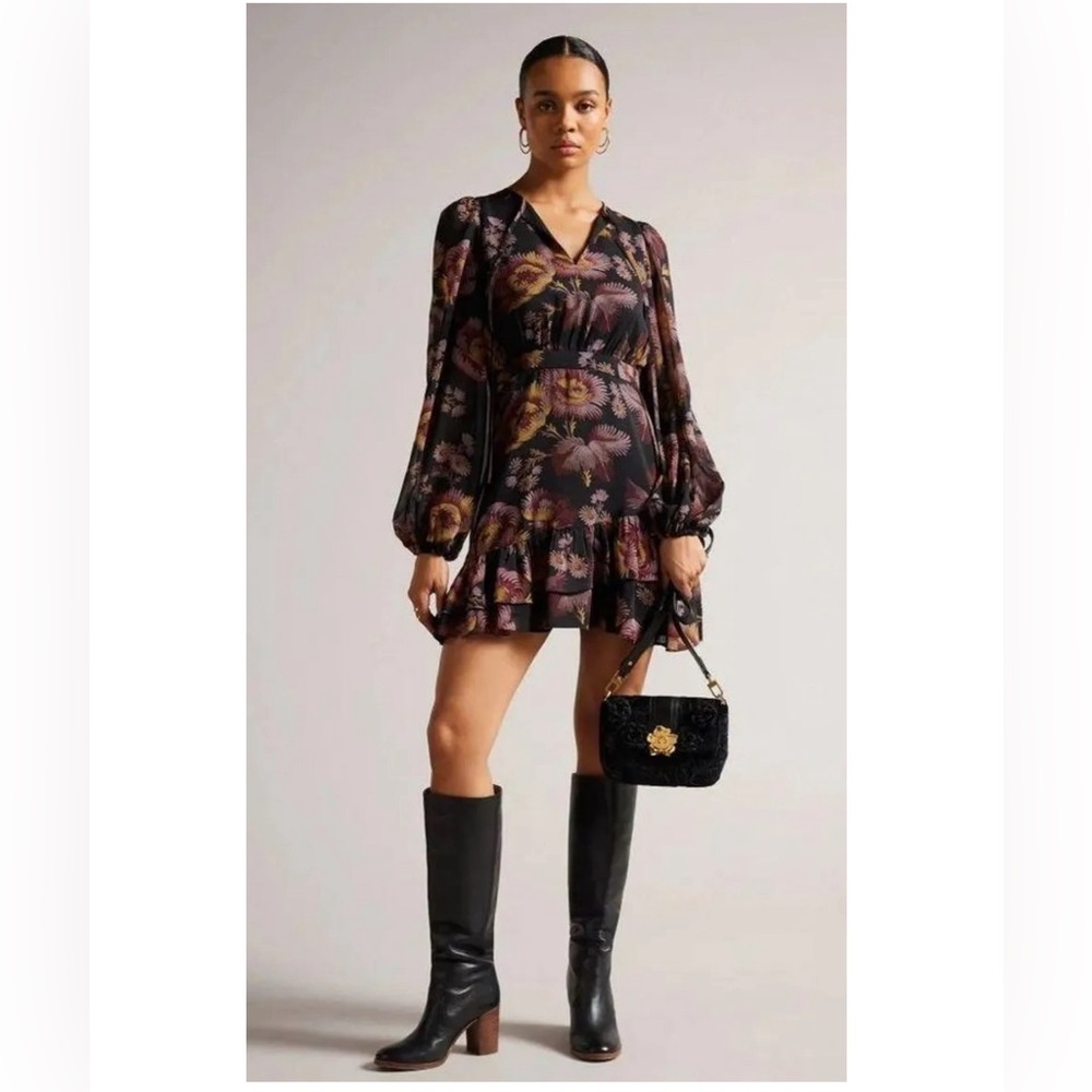 Ted Baker London Piara Ruffle Asymmetric Minidress Size 1/S NWT